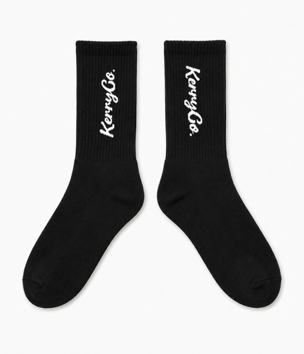 KERRYCO Performance Stripe Crew Socks black white premium unisex athletic streetwear socks