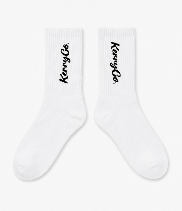 KERRYCO Signature Crew Socks White premium unisex streetwear cotton socks