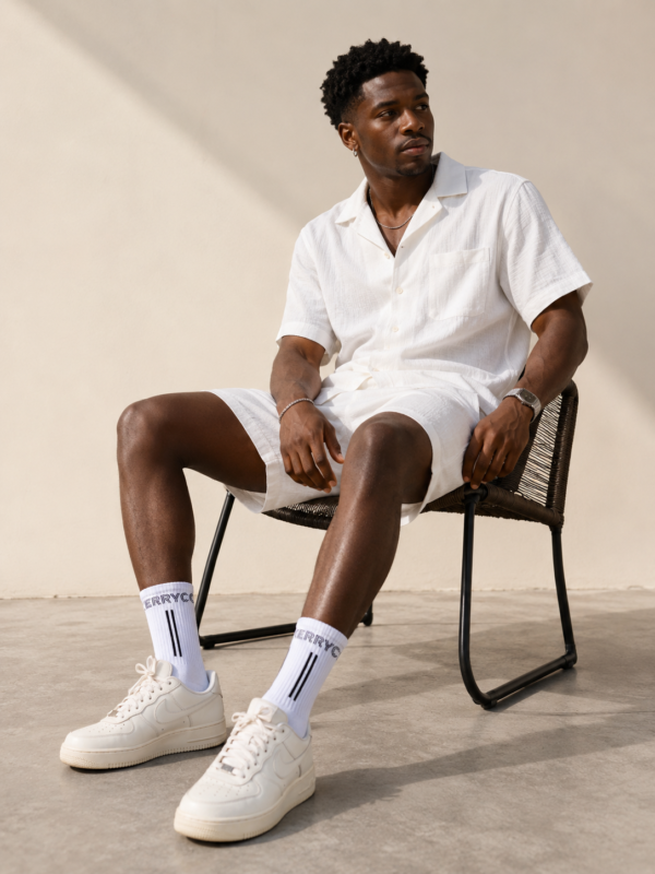 F38592EB-0A11-4769-8E9B-9D4AC81545F1 White Performance Stripe Crew Socks