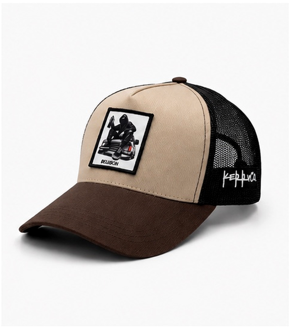 KERRYCO Urban Mesh Trucker Cap Brown Edition | Unisex Streetwear Hat KERRYCO Urban Mesh Trucker Cap Brown Edition premium unisex streetwear hat