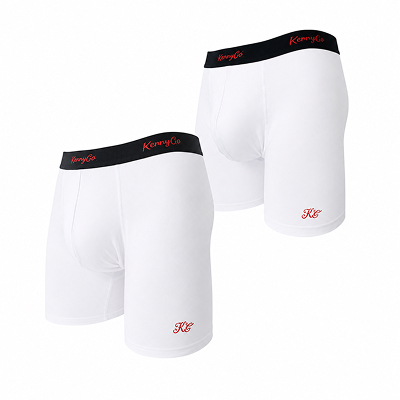 KERRYCO Essential Luxe Boxer Briefs Grey Edition premium men underwear cotton stretch athletic fit KerryCo 2-Pack Boxer Briefs (White & White)