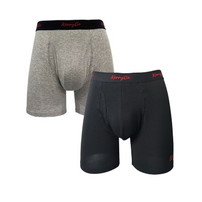 KERRYCO Essential Luxe Boxer Briefs Edition premium men underwear cotton stretch athletic fit KerryCo 2-Pack Boxer Briefs (Grey & Black)